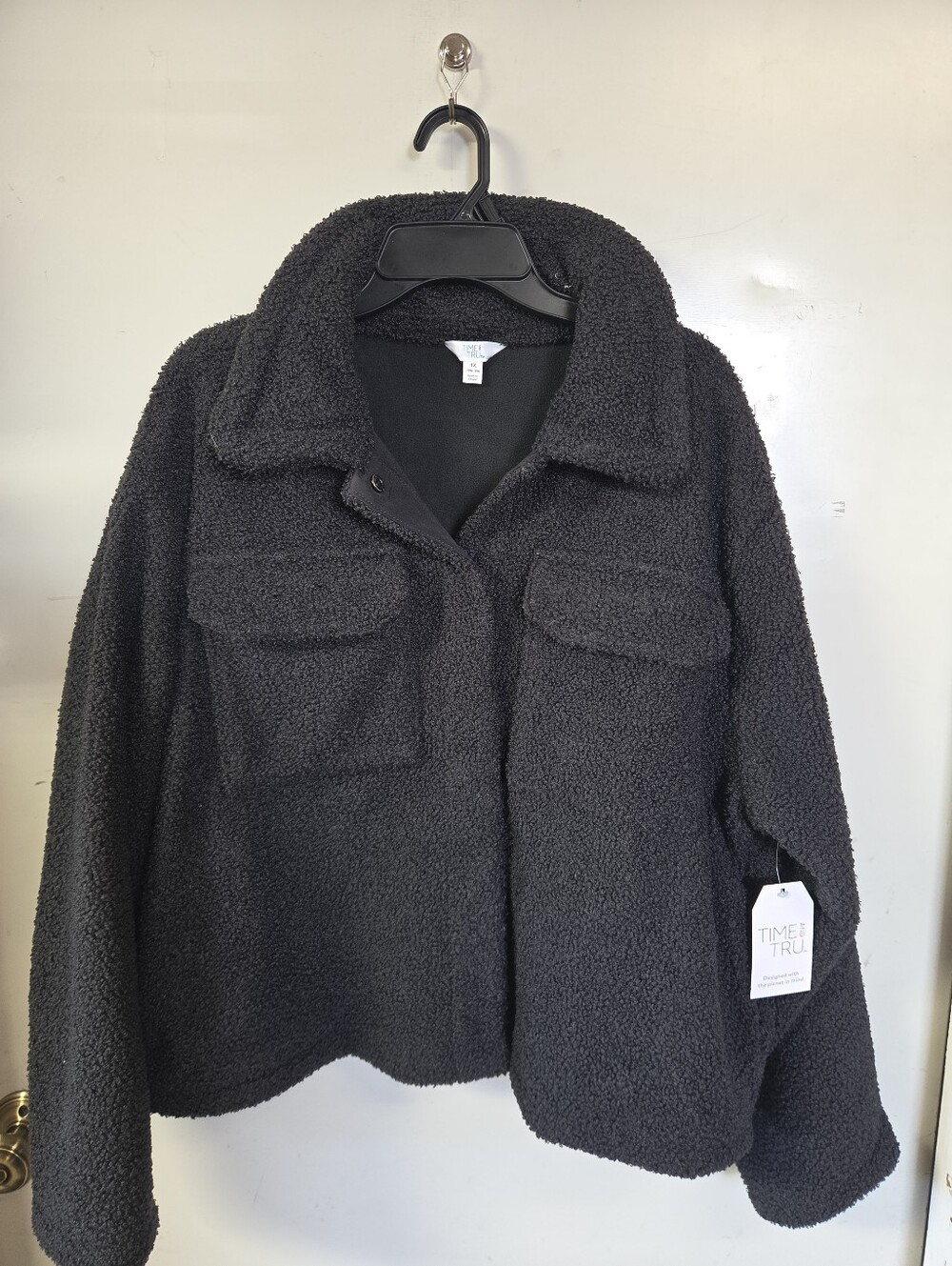 Time and Tru Black Teddy Sherpa Shacket